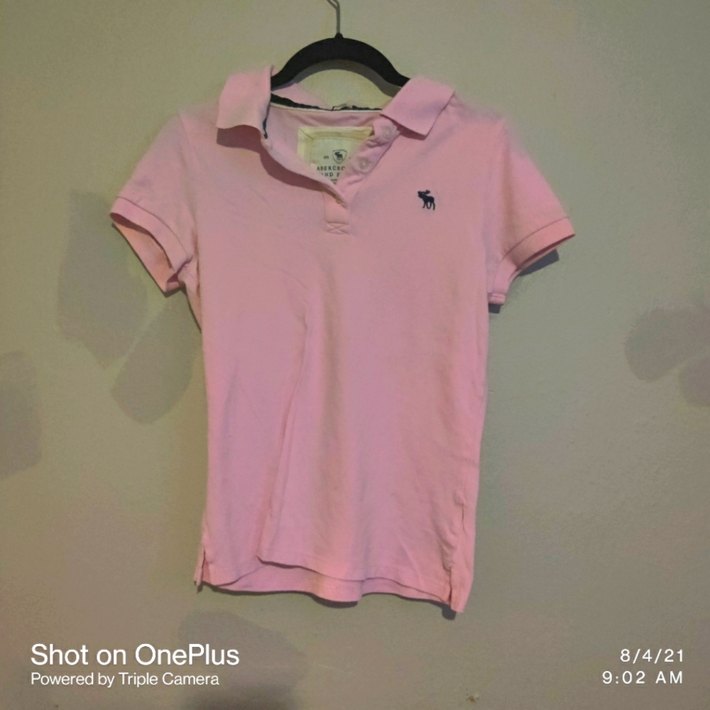Abercrombie and Fitch Pink Polo Size L